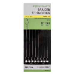 Korum Big Fish Braided Hair Rigs 6" 8pcs Size 12 Barbed -Hengelsport Winkel 49347e3bc2c2288f