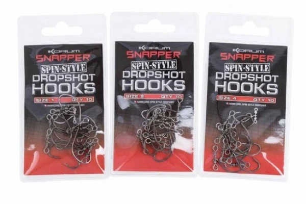 Korum Snapper Dropshot Spin-Style Hooks #1 (10 Stuks) 3 Korum Snapper Dropshot Spin-Style Hooks #1 (10 Stuks)