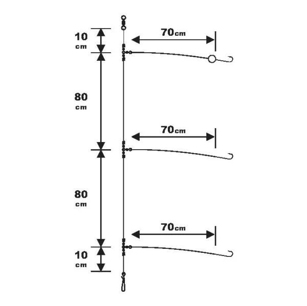 Sunset BDL Surfcasting RS Competition Special Seabass Fluorocarbon Rig 0,50mm 180cm + 3x 0,35mm 70cm (Size 2) 3 Sunset BDL Surfcasting RS Competition Special Seabass Fluorocarbon Rig 0,50mm 180cm + 3x 0,35mm 70cm (Size 2)